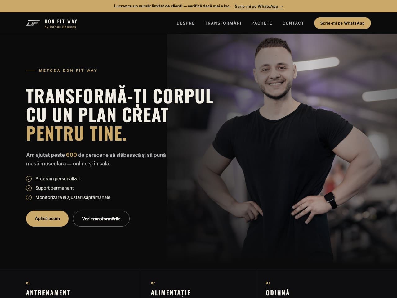 Captură de ecran din donfitway.ro