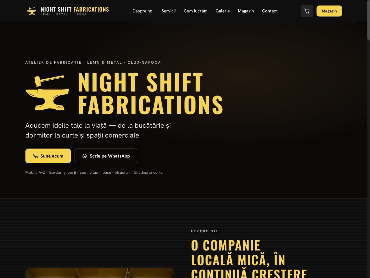 Captură de ecran din nightshiftfabrications.ro